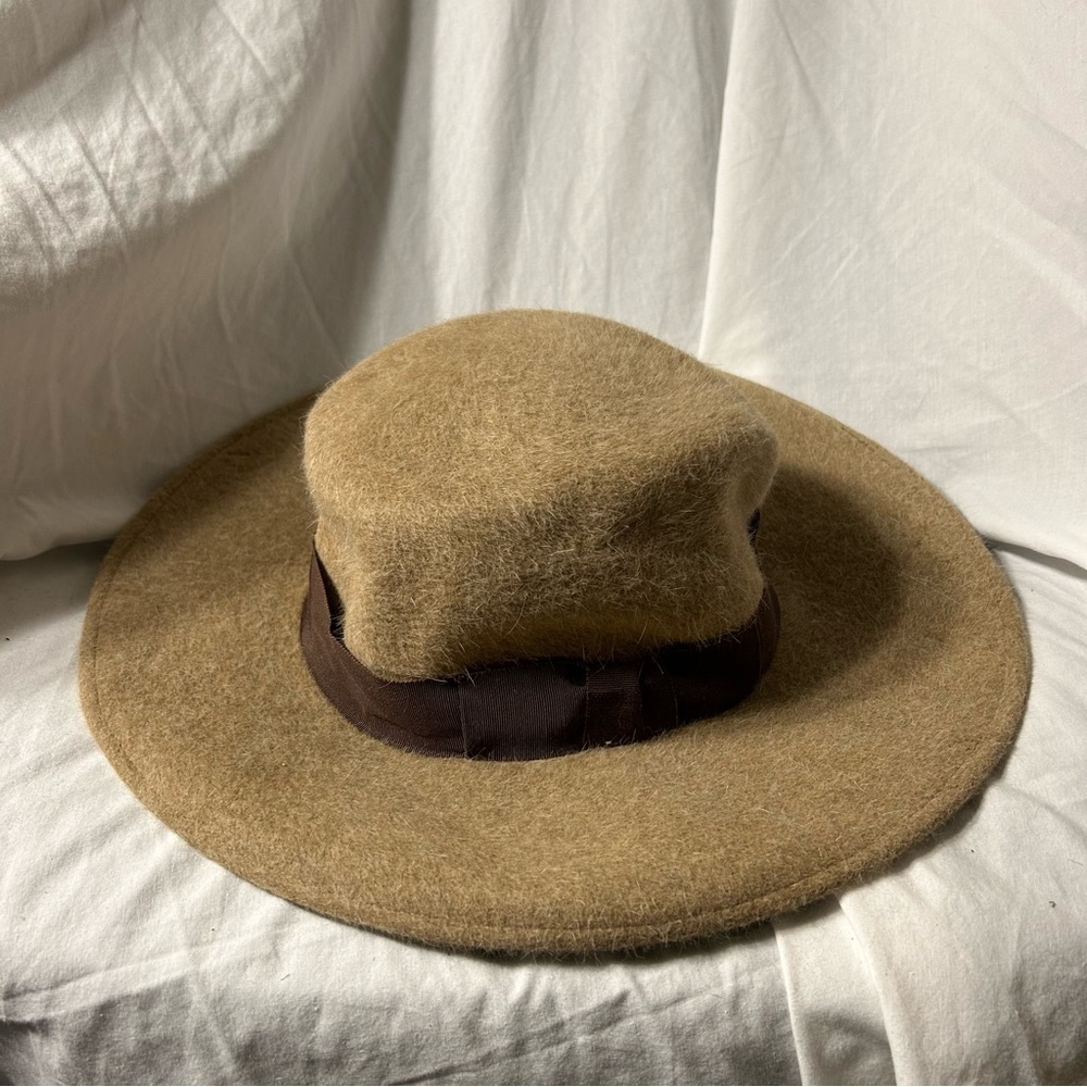 Vintage 90s Y2K camel colored fedora hat
